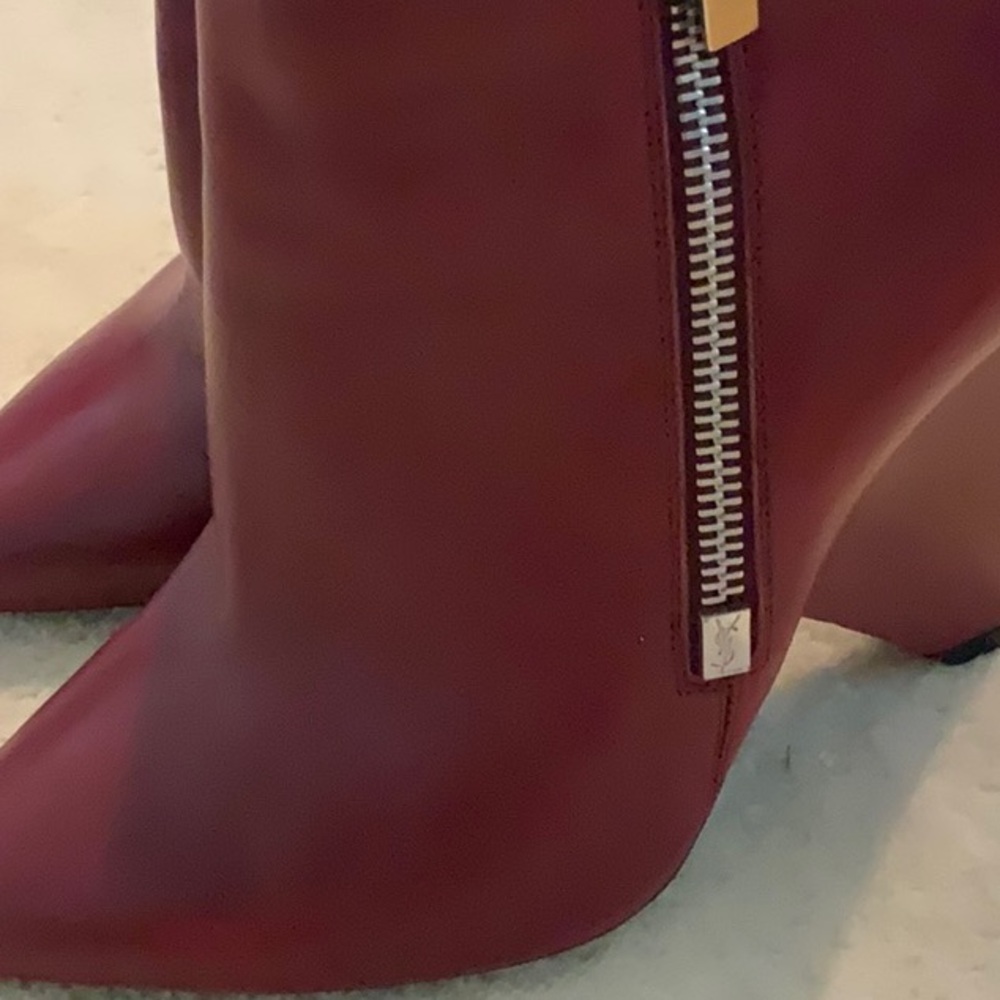 Saint Laurent Red Booties Sz 38 - Picture 2 of 7